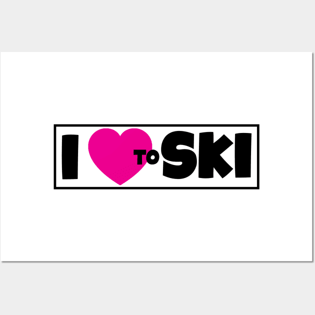 I LOVE TO SKI SKIING MOUNTAINS SKIER HEART Wall Art by TravelTime